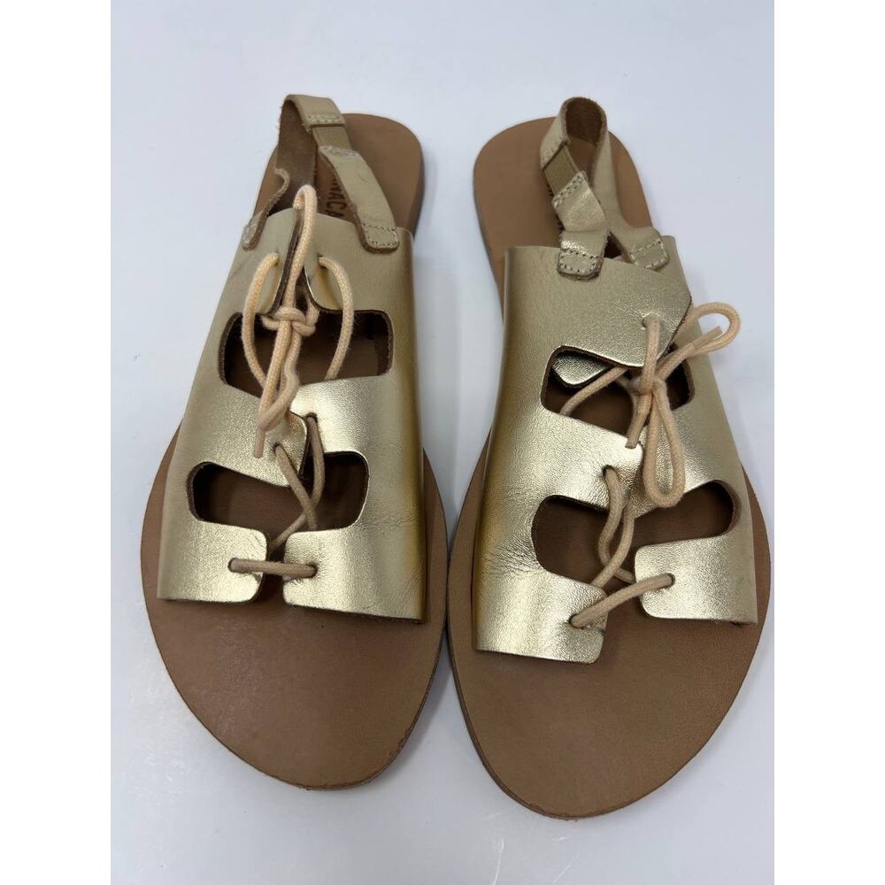 Ana Capri Women's Gladiator Metallic Gold Sandals Flats Size 37 US 6.5 - Picture 10 of 13